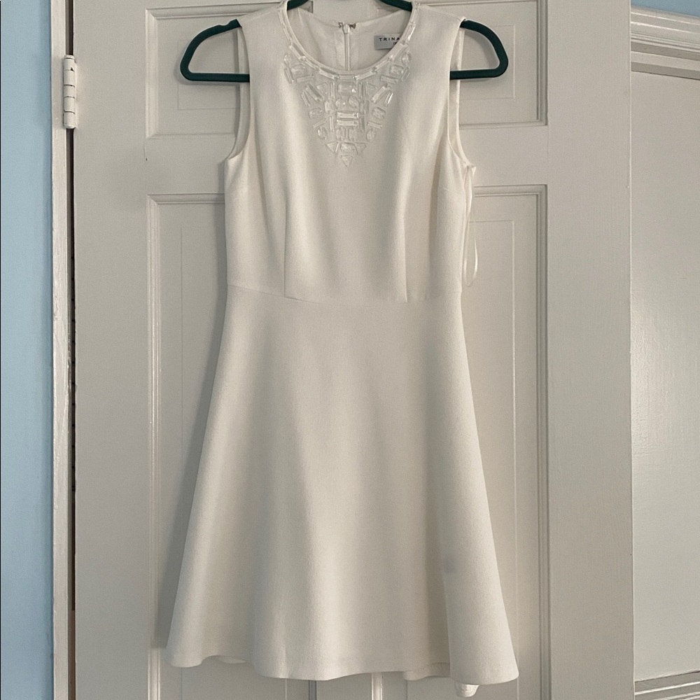 Trina Turk White Embellished neckline Dress size 0